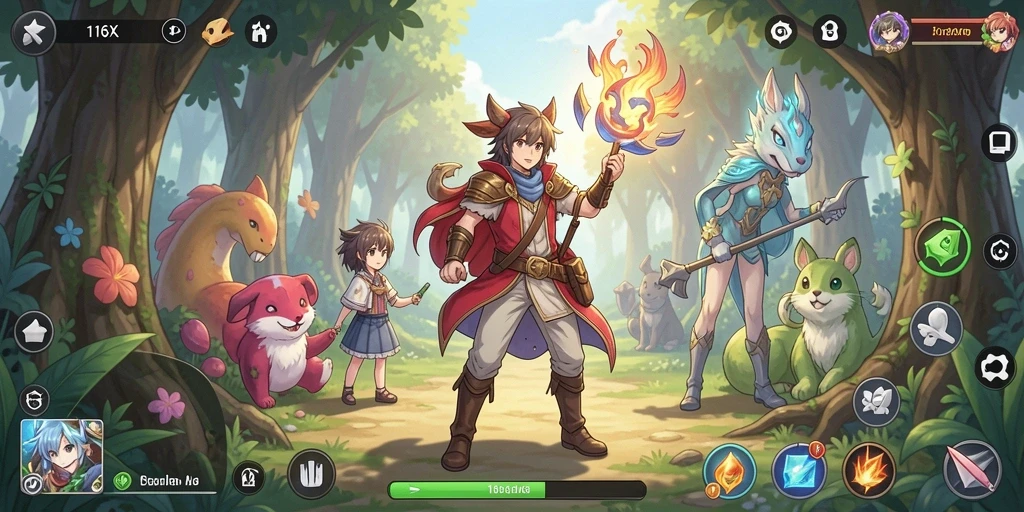 Tangkapan layar 116X menampilkan aksi seru dan karakter anime yang kaya warna.