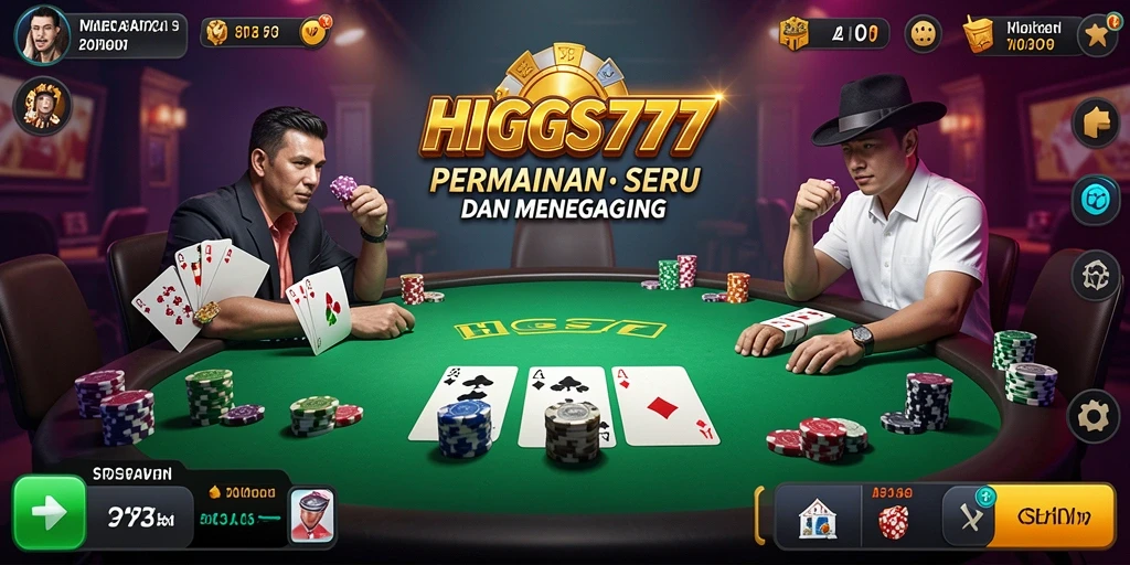 Screenshot HIGGS777 menampilkan gameplay seru dalam permainan Poker.