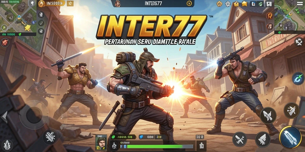 Gambaran gameplay seru dalam INTER77 dengan pertarungan Battle Royale yang mendebarkan.