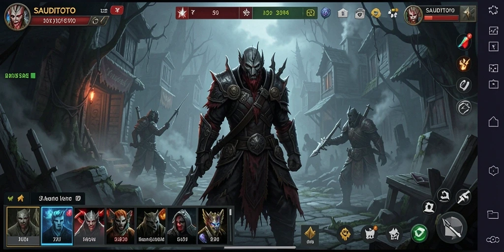 Screenshot gameplay SAUDITOTO menampilkan suasana horor yang mencekam.
