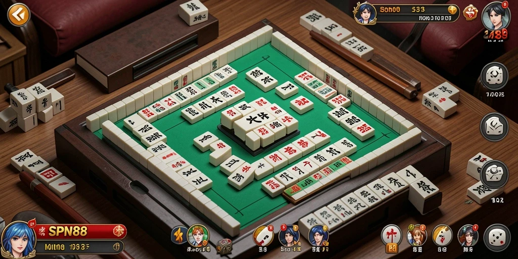 Screenshot utama SPN88 menampilkan gameplay Mahjong yang seru.